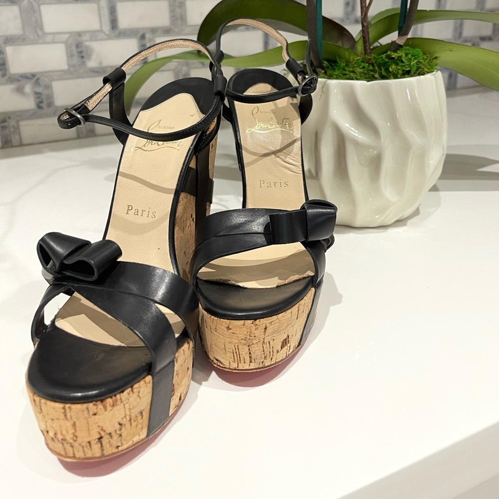Christian Louboutin cork platform wedges. 5.5” tall with 1.5” platform.
